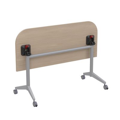 Bend 8ФСРР.102-S (Шамони светлый/Алюминий матовый) Складной радиусный стол-трансформер Simple с фиксаторами