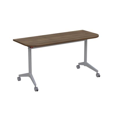 Bend 8ФСРР.102-S (Шамони темный/Алюминий матовый) Складной радиусный стол-трансформер Simple с фиксаторами