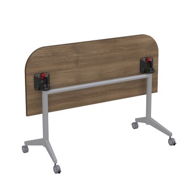 Bend 8ФСРР.102-S (Шамони темный/Алюминий матовый) Складной радиусный стол-трансформер Simple с фиксаторами