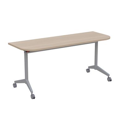 Bend 8ФСРР.103-S (Шамони светлый/Алюминий матовый) Складной радиусный стол-трансформер Simple с фиксаторами