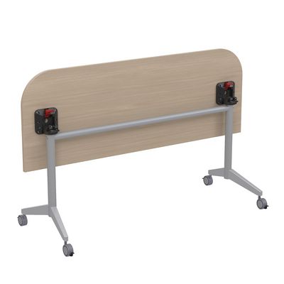 Bend 8ФСРР.103-S (Шамони светлый/Алюминий матовый) Складной радиусный стол-трансформер Simple с фиксаторами