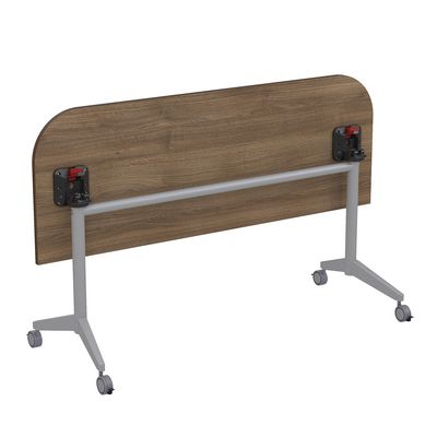 Bend 8ФСРР.103-S (Шамони темный/Алюминий матовый) Складной радиусный стол-трансформер Simple с фиксаторами