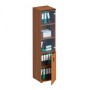 Дин-Р ДР 986 ОФ (Французский орех) Шкаф для документов узкий со стеклянной прозрачной дверью