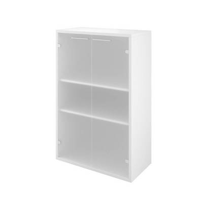 Дублин ДБ49 (Белый) Шкаф низкий, стекло сатин