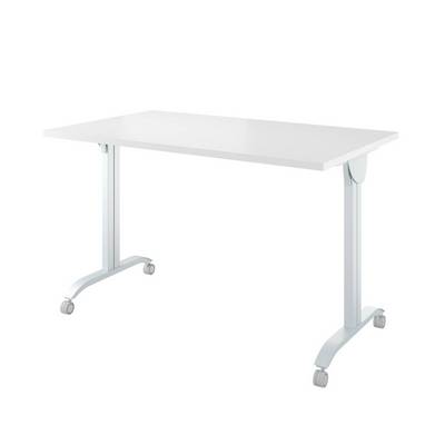 Дублин ДР50 (Белый) Стол на колёсах, на м/к с откидной столешницей