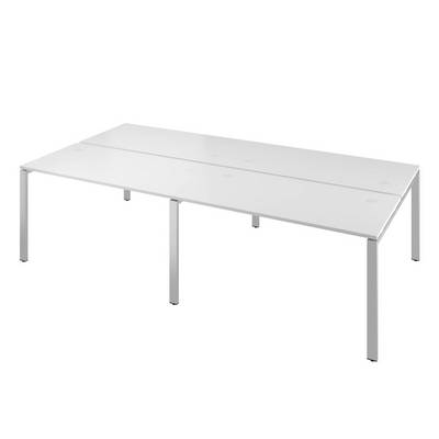 Дублин ДРП55-4 (Белый) Стол сдвоенный, на металлокаркасе