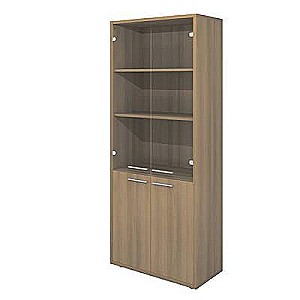 Дублин ДБ52 (Дуб кофейный) Шкаф высокий, стекло прозрачное