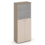 Estetica ES.ST-1.7 (Капучино/Латте) Шкаф высокий широкий, 2 средних фасада ЛДСП и 2 низких фасада стекло сатин матовый