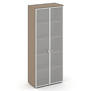 Эстетика ES.ST-1.10R (Латте) Шкаф высокий широкий, 2 высоких фасада стекло в раме сатин матовый