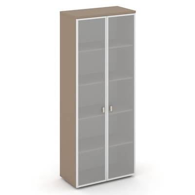 Estetica ES.ST-1.10R (Латте) Шкаф высокий широкий, 2 высоких фасада стекло в раме сатин матовый