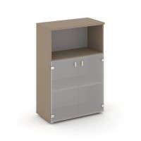 Estetica ES.ST-2.2 (Латте) Шкаф средний широкий, 2 низких фасада стекло сатин матовый