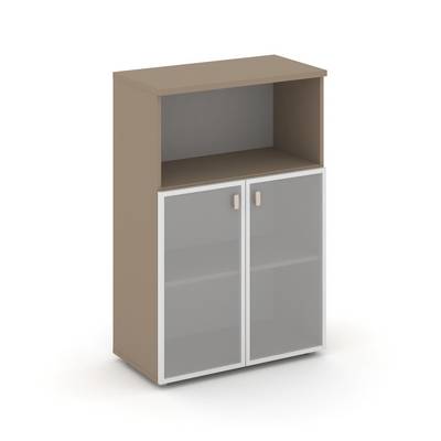 Estetica ES.ST-2.2R (Латте) Шкаф средний широкий, 2 низких фасада стекло в раме сатин матовый