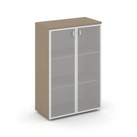 Estetica ES.ST-2.4R (Латте) Шкаф средний широкий, 2 средних фасада стекло в раме сатин матовый