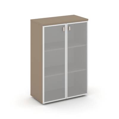 Estetica ES.ST-2.4R (Латте) Шкаф средний широкий, 2 средних фасада стекло в раме сатин матовый