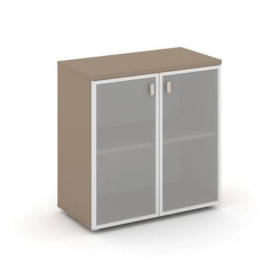 Estetica ES.ST-3.2R (Латте) Шкаф низкий широкий, 2 низких фасада стекло в раме сатин матовый