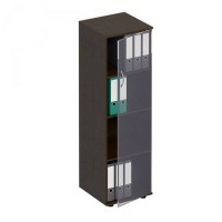 Формула ФР 358 (Венге темный) Стеллаж средний узкий со стеклянной дверью