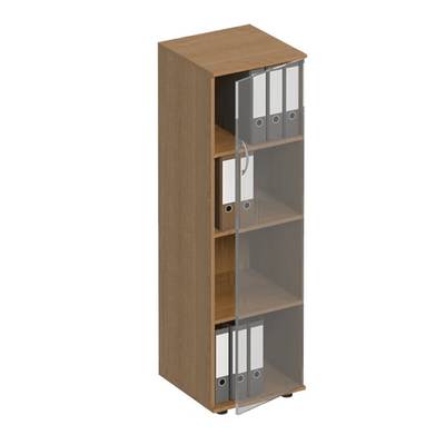 Формула ФР 358 (Вяз светлый) Стеллаж средний узкий со стеклянной дверью