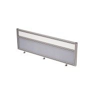 Gloss 9БТС.0415.8 (Grey/Стекло матовое/алюминий матовый) Барьер из ткани и стекла в алюминиевом профиле, фронтальный