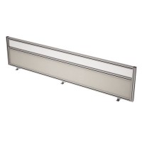 Gloss 9БТС.0418.6 (Latte/Стекло матовое/алюминий матовый) Барьер из ткани и стекла в алюминиевом профиле, фронтальный