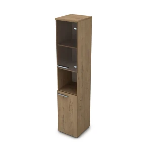 Gloss 9П.005.13 (Teakwood) Пенал высокий со стеклом и нишей