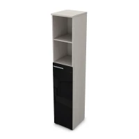 Gloss 9ПЛ.005.22 (Ivory) Пенал высокий со стеклом и открытой полкой, левый
