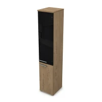 Gloss 9ПЛ.005.26 (Teakwood) Пенал высокий со стеклом, левый