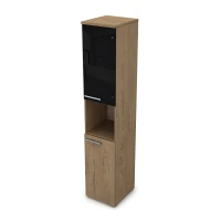 Gloss 9ПЛД.005.27 (Teakwood) Пенал высокий со стеклом и нишей, левый