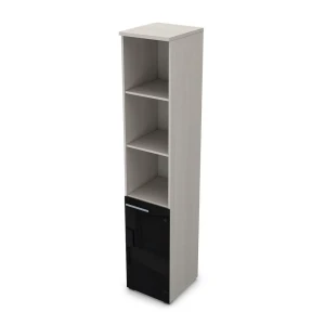 Gloss 9ПП.005.28 (Ivory) Пенал высокий со стеклом и открытыми полками, правый