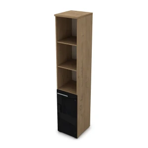 Gloss 9ПП.005.28 (Teakwood) Пенал высокий со стеклом и открытыми полками, правый