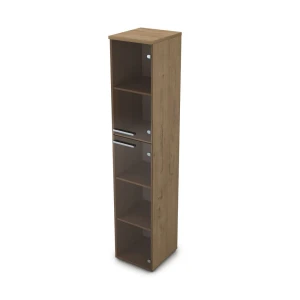 Gloss 9П.005.9 (Teakwood) Пенал высокий со стеклом