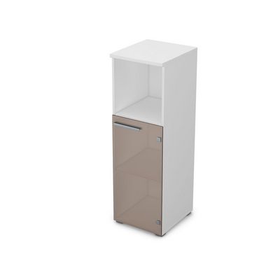 Gloss 9П.017.4 (Белый премиум) Пенал средний со стеклом и нишей