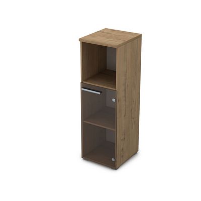 Gloss 9П.017.4 (Teakwood) Пенал средний со стеклом и нишей