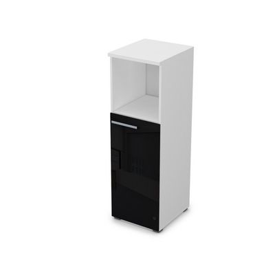 Gloss 9ПЛ.017.8 (Белый премиум) Пенал средний со стеклом и нишей, левый