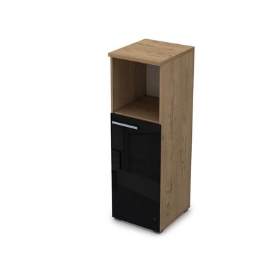 Gloss 9ПЛ.017.8 (Teakwood) Пенал средний со стеклом и нишей, левый