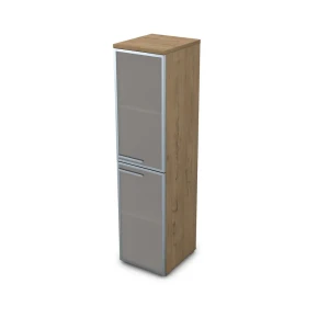 Gloss 9ПЛ.004.9 (Teakwood) Пенал со стеклом, левый