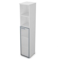 Gloss 9ПЛ.005.15 (Белый премиум) Пенал высокий со стеклом и открытой полкой, левый
