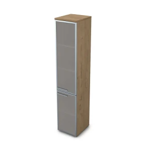 Gloss 9ПЛ.005.16 (Teakwood) Пенал высокий со стеклом, левый