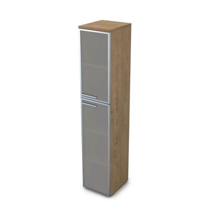 Шкаф в офис 9ПЛД.005.17 в отделке Teakwood, 400х450х2045 мм