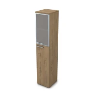 Gloss 9ПЛ.005.18 (Teakwood) Пенал высокий со стеклом, левый
