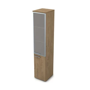 Gloss 9ПЛ.005.19 (Teakwood) Пенал высокий со стеклом, левый