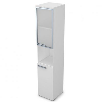 Gloss 9ПЛ.005.20 (Белый премиум) Пенал высокий со стеклом и нишей, левый