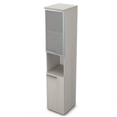 Gloss 9ПЛ.005.20 (Ivory) Пенал высокий со стеклом и нишей, левый