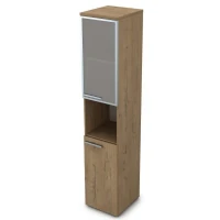 Gloss 9ПЛД.005.20 (Teakwood) Пенал высокий со стеклом и нишей, левый