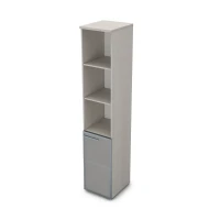 Gloss 9ПЛ.005.21 (Ivory) Пенал высокий со стеклом и открытыми полками, левый