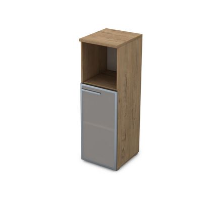 Gloss 9ПЛ.017.5 (Teakwood) Пенал средний со стеклом и нишей, левый