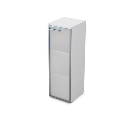 Gloss 9ПЛ.017.6 (Белый премиум) Пенал средний со стеклом, левый