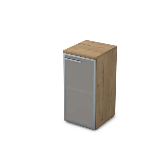 Офисный шкаф 9ПЛ.023.3 в отделке Teakwood, 400х450х845 мм