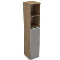 Gloss 9ПП.005.15 (Teakwood) Пенал высокий со стеклом и открытой полкой, правый