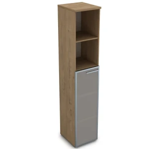 Gloss 9ПП.005.15 (Teakwood) Пенал высокий со стеклом и открытой полкой, правый
