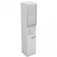 Gloss 9ПП.005.20 (Белый премиум) Пенал высокий со стеклом и нишей, правый